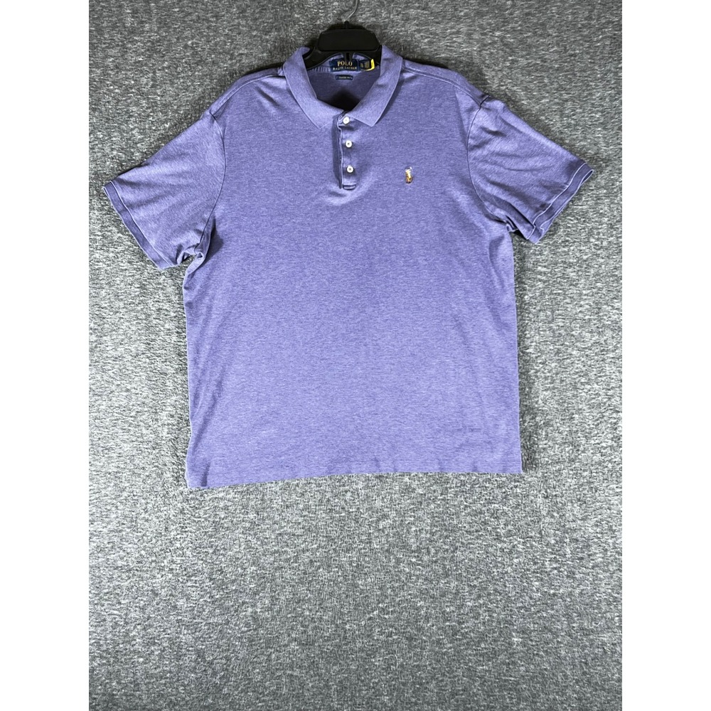 Polo Ralph Lauren Mens XL Classic Fit Heather Purple Cotton Jersey Polo Shirt
